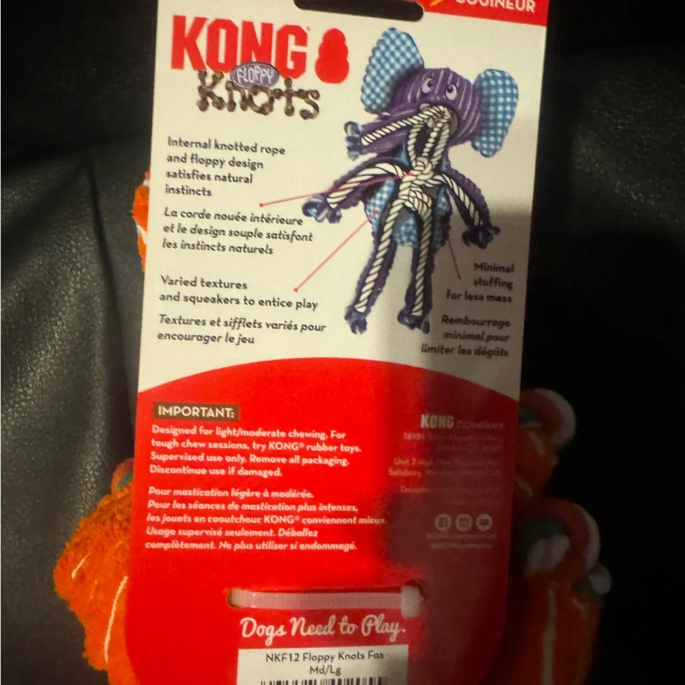 Kong knots L fox dog toy NEW
